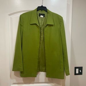 Green full zipper blazer. 40% wool